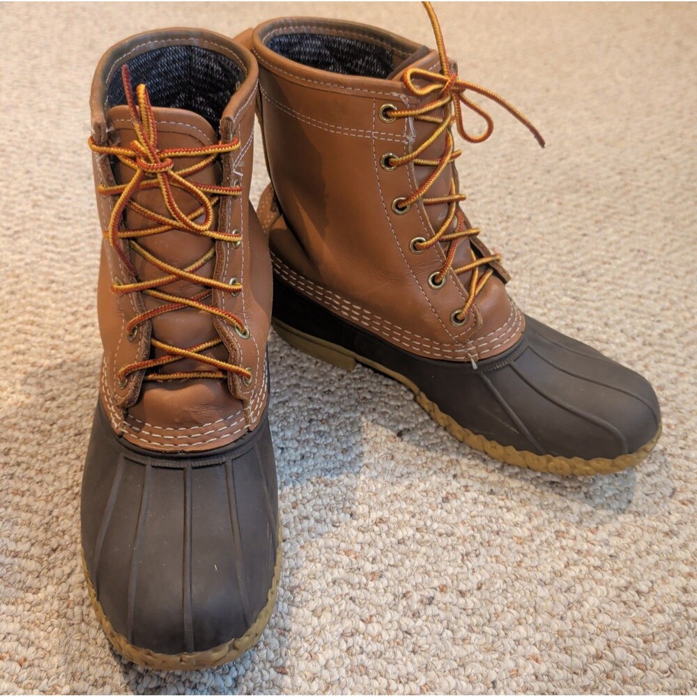 LL Bean Bean Classic Duck Boots Mens 8 Brown Tan Rubber Goretex Outdoor